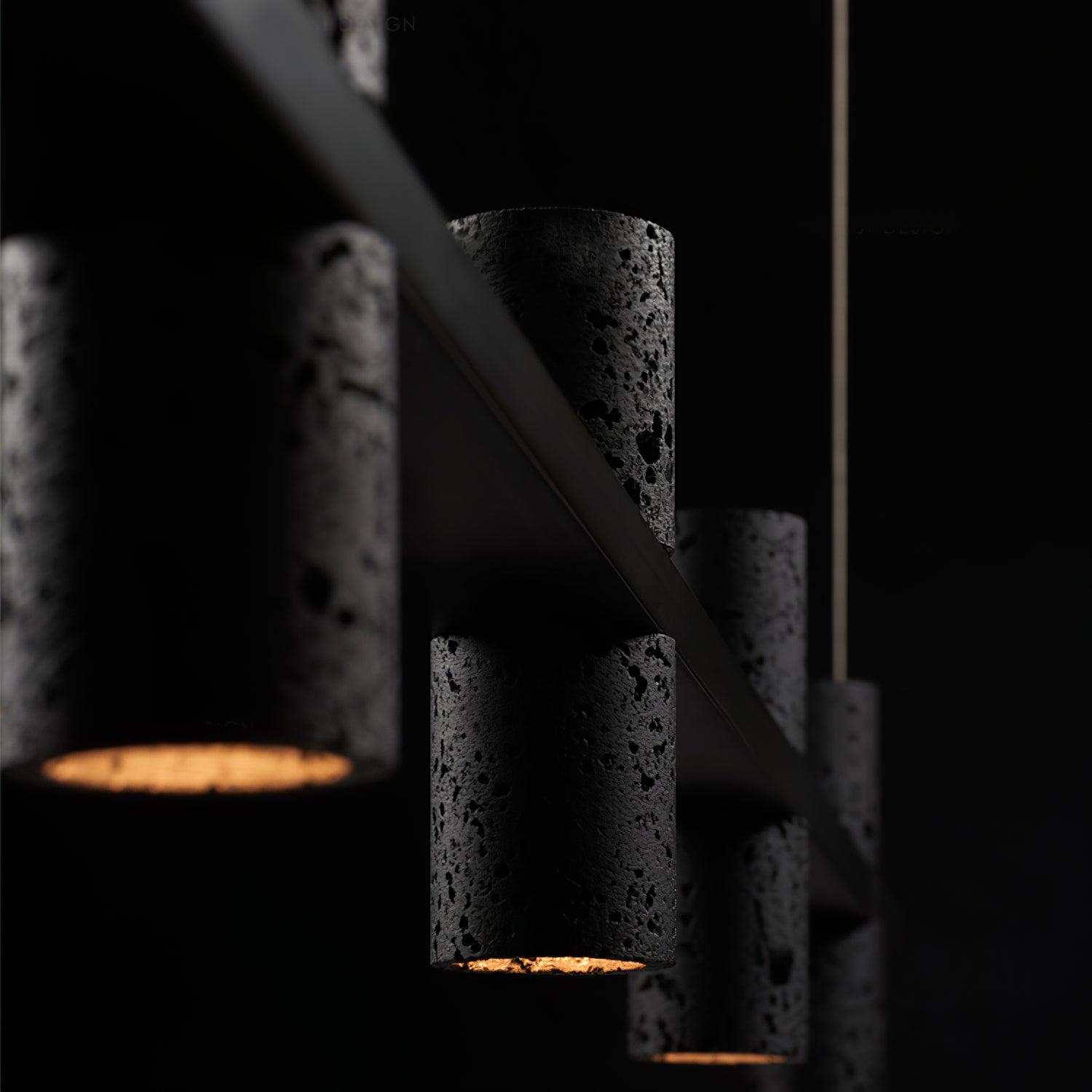 Nernis Pendant Lamp Parallel Black Travertine Minimalist Linear