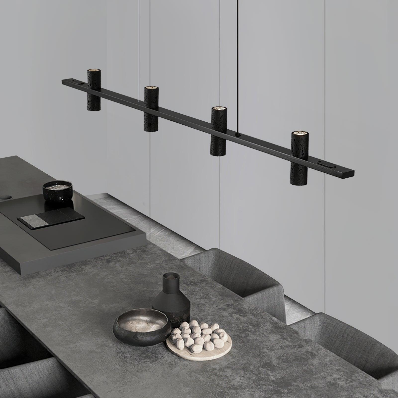 Nernis Pendant Lamp Parallel Black Travertine Minimalist Linear