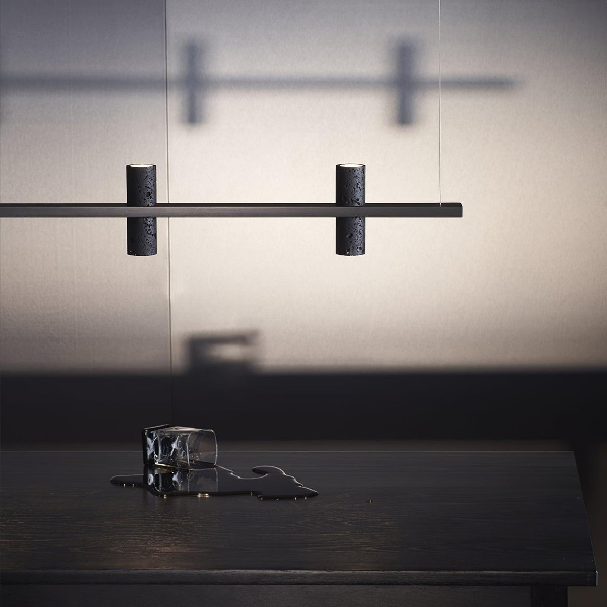 Nernis Pendant Lamp Parallel Black Travertine Minimalist Linear