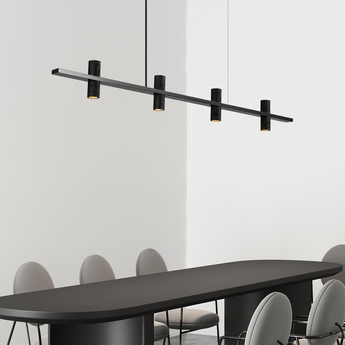 Nernis Pendant Lamp Parallel Black Travertine Minimalist Linear