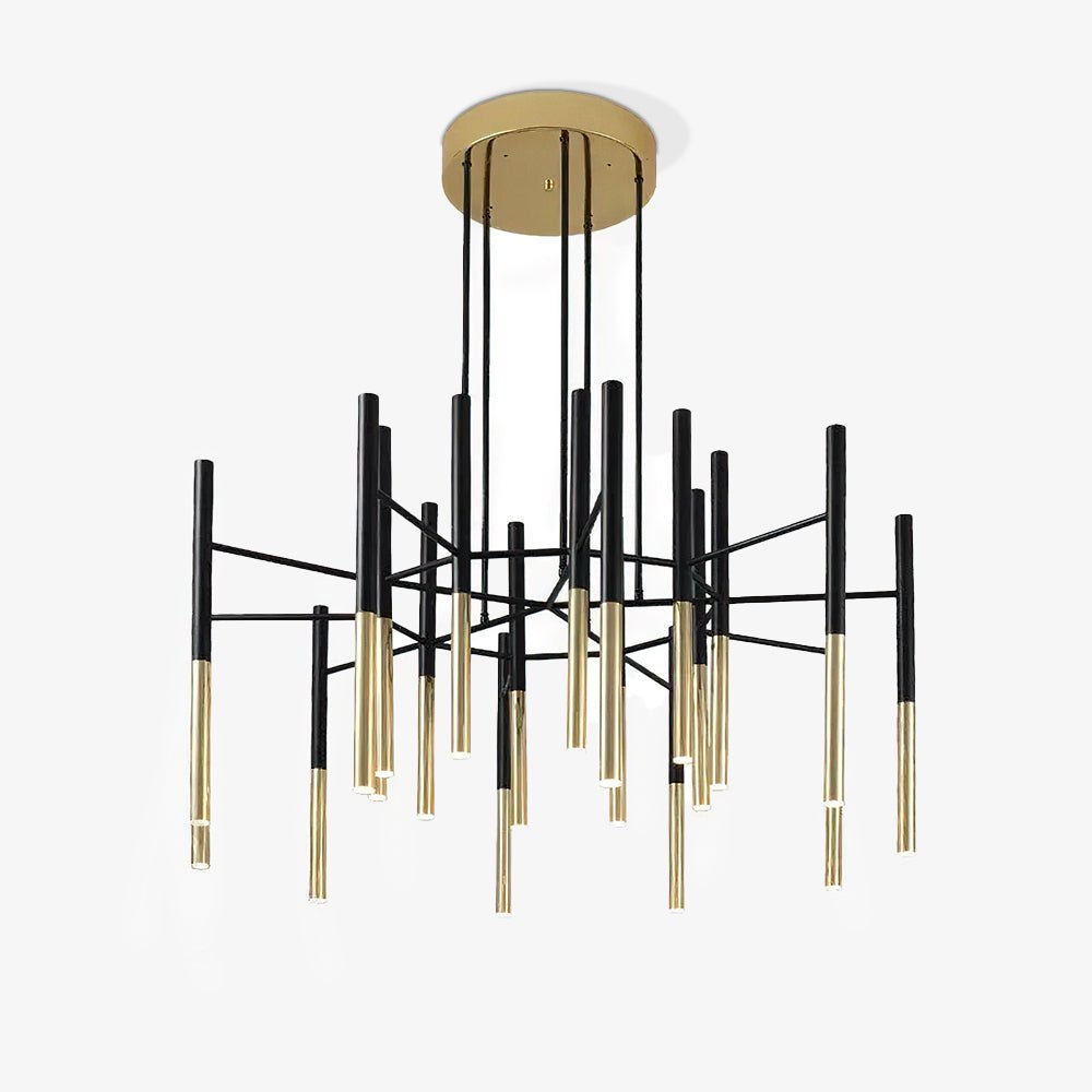 Solara Chandelier Modern Rods Black Gold - Neutral Decor