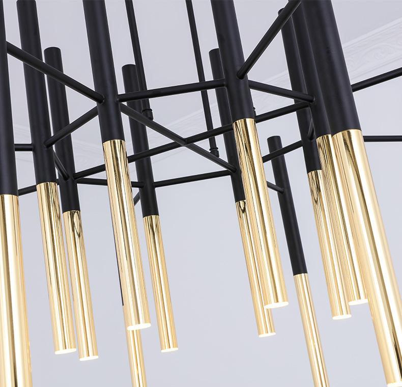 Solara Chandelier Modern Rods Black Gold - Neutral Decor