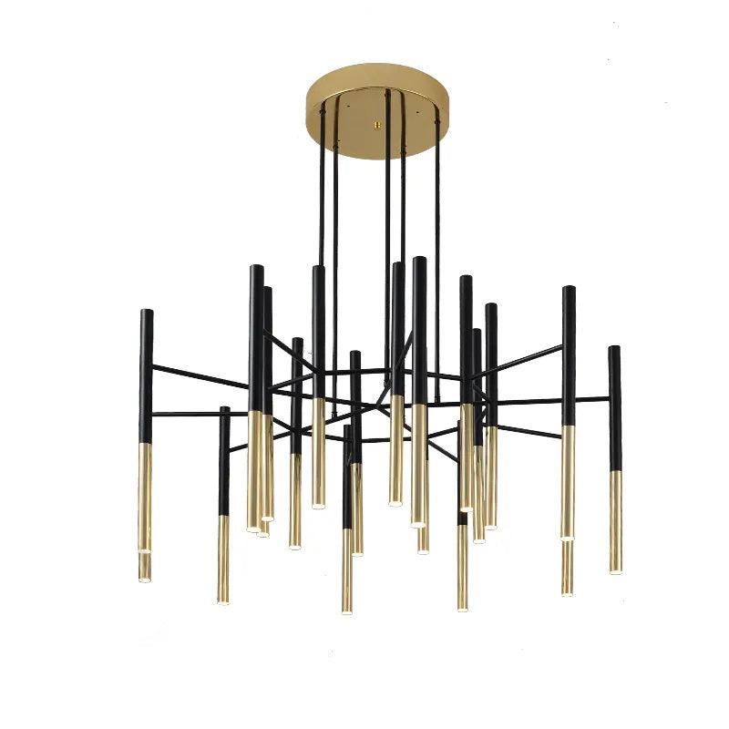 Solara Chandelier Modern Rods Black Gold - Neutral Decor