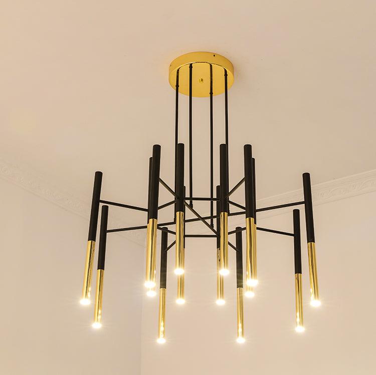 Solara Chandelier Modern Rods Black Gold - Neutral Decor