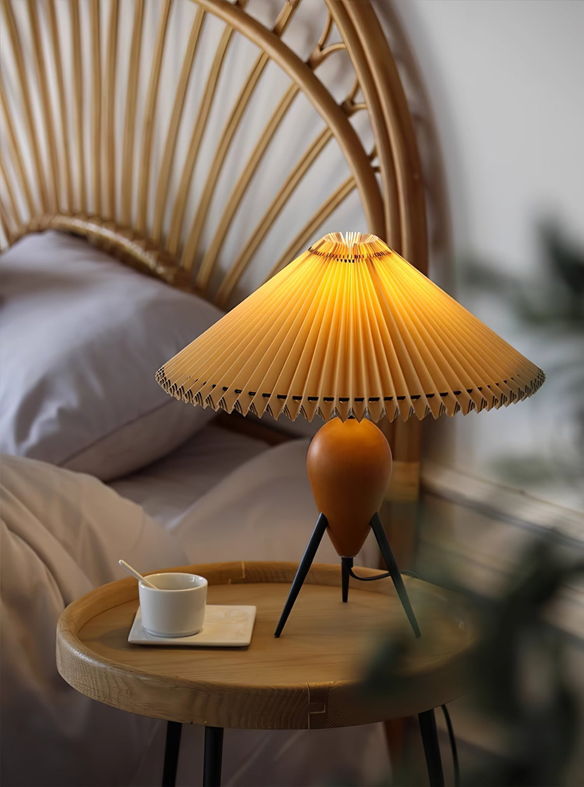 Elyse Wood & Fabric Retro Table Lamp