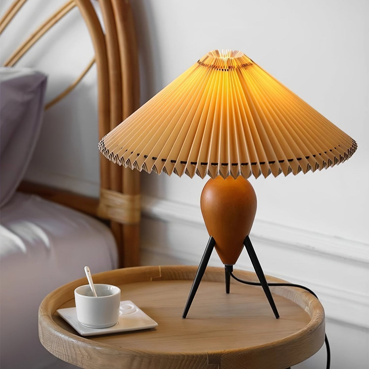 Elyse Wood & Fabric Retro Table Lamp