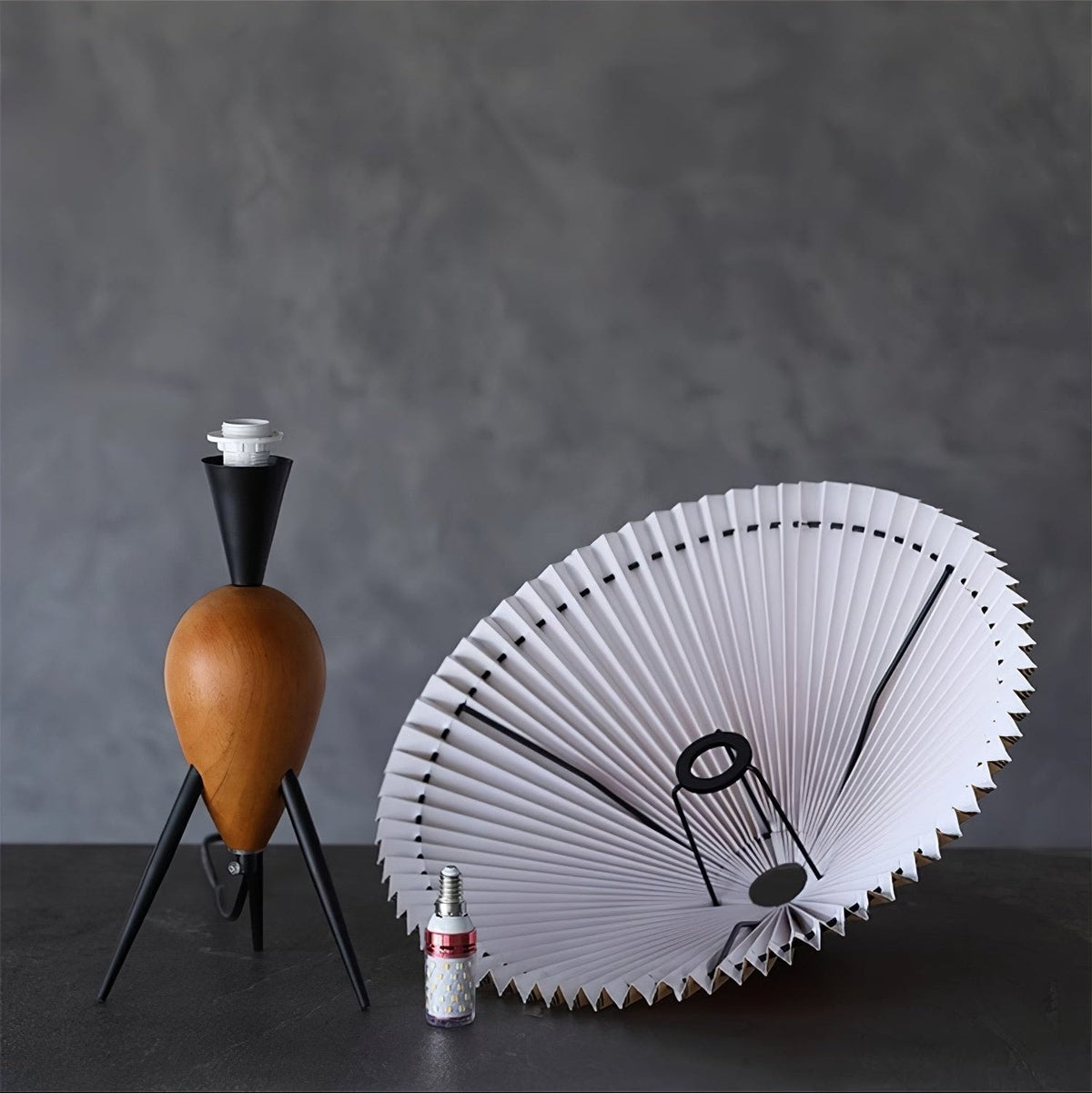 Elyse Wood & Fabric Retro Table Lamp