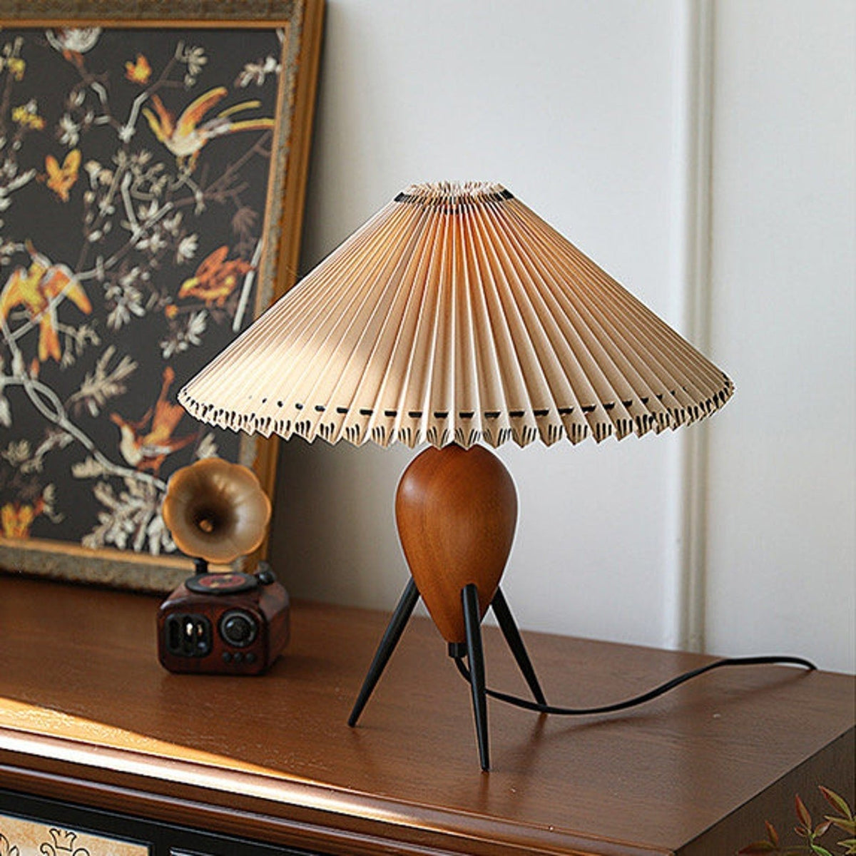 Elyse Wood & Fabric Retro Table Lamp