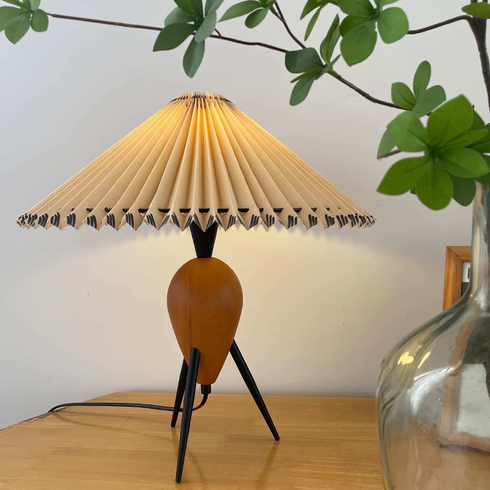 Elyse Wood & Fabric Retro Table Lamp