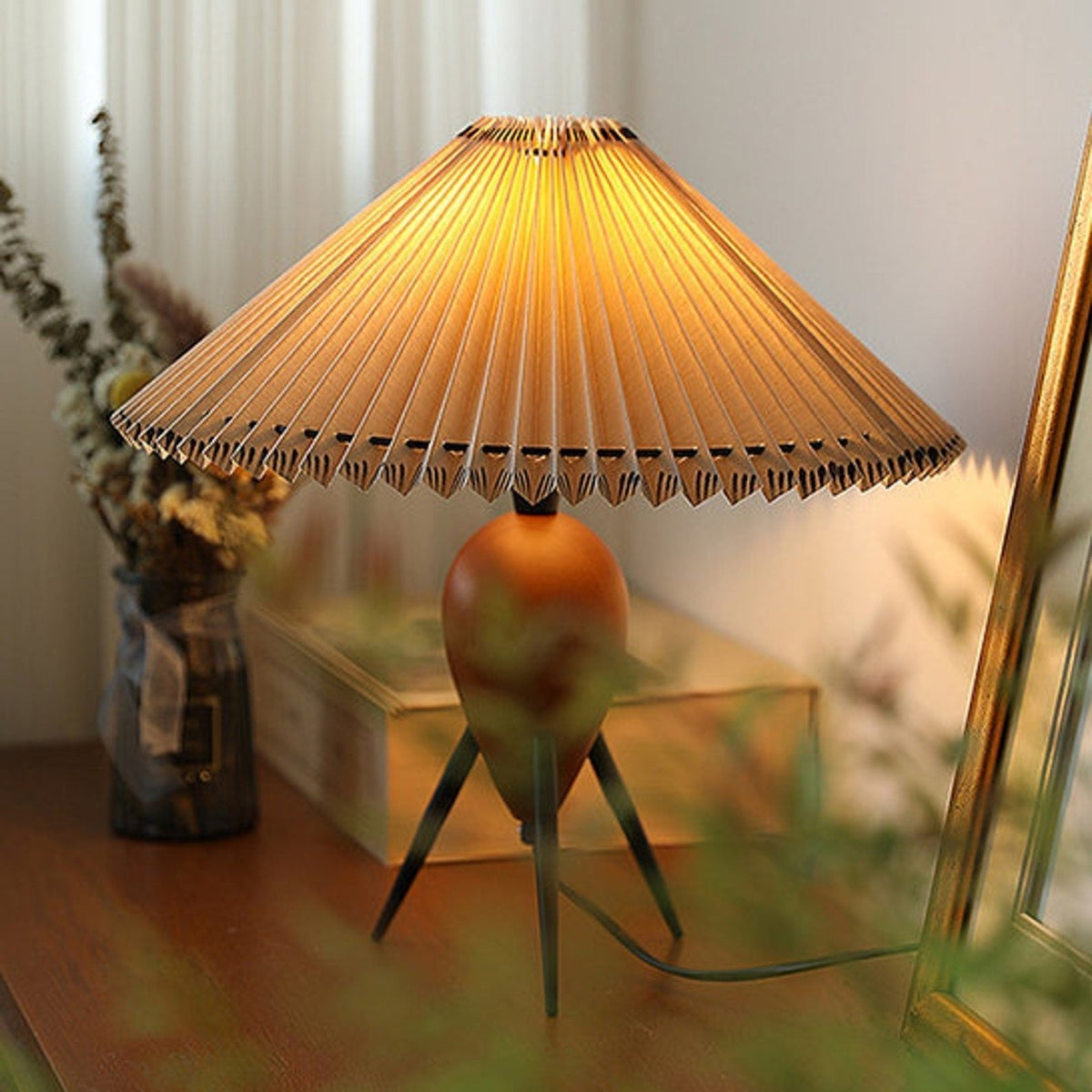 Elyse Wood & Fabric Retro Table Lamp