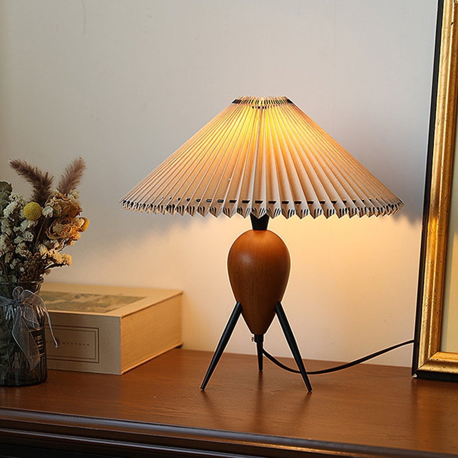 Elyse Wood & Fabric Retro Table Lamp