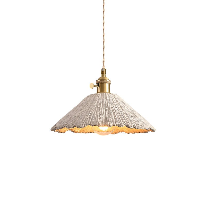 Microcement Pendant Lamp Adjustable Fabric Shade