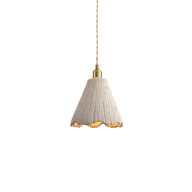 Microcement Pendant Lamp Adjustable Fabric Shade - Neutral Decor