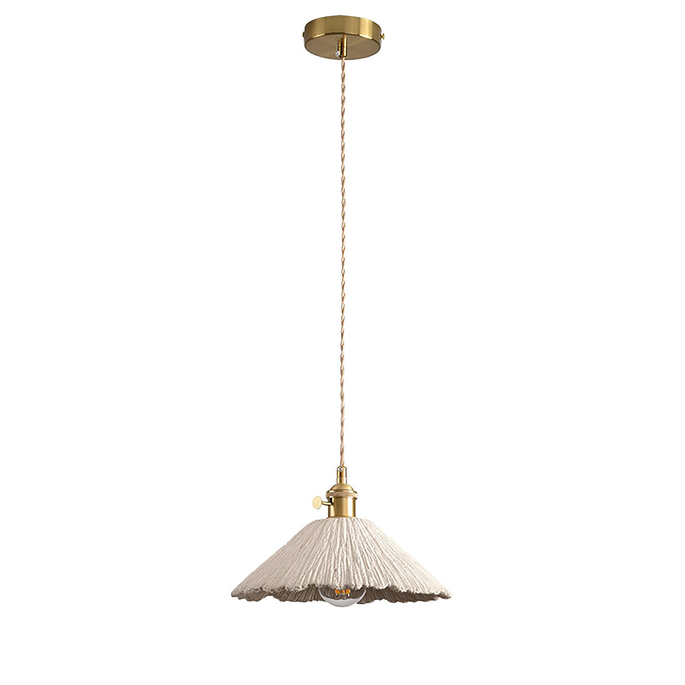 Microcement Pendant Lamp Adjustable Fabric Shade