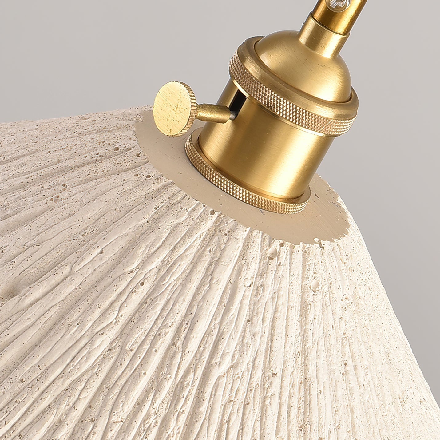 Microcement Pendant Lamp Adjustable Fabric Shade - Neutral Decor