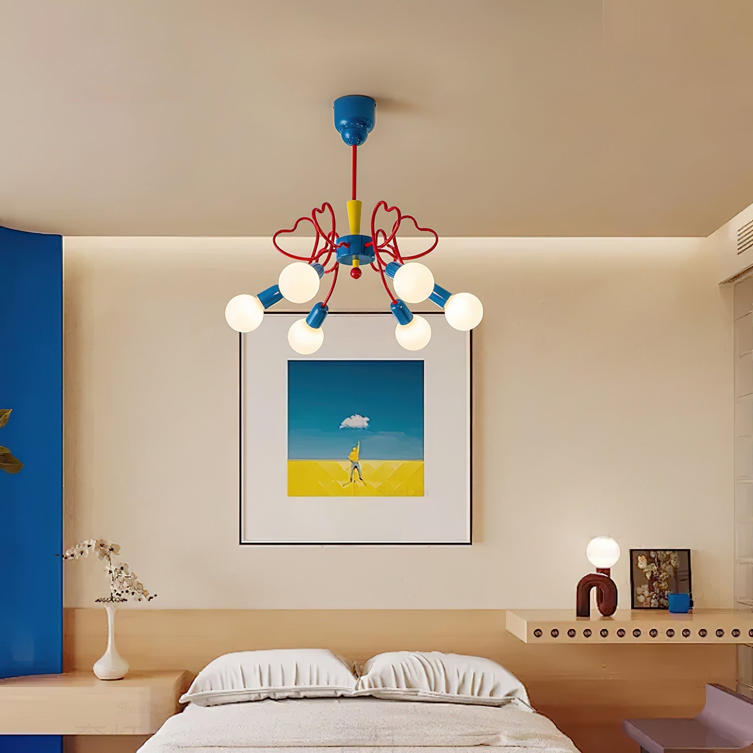 Chandelier Heart-Shaped Arms Colorful Playful Artistic - Neutral Decor