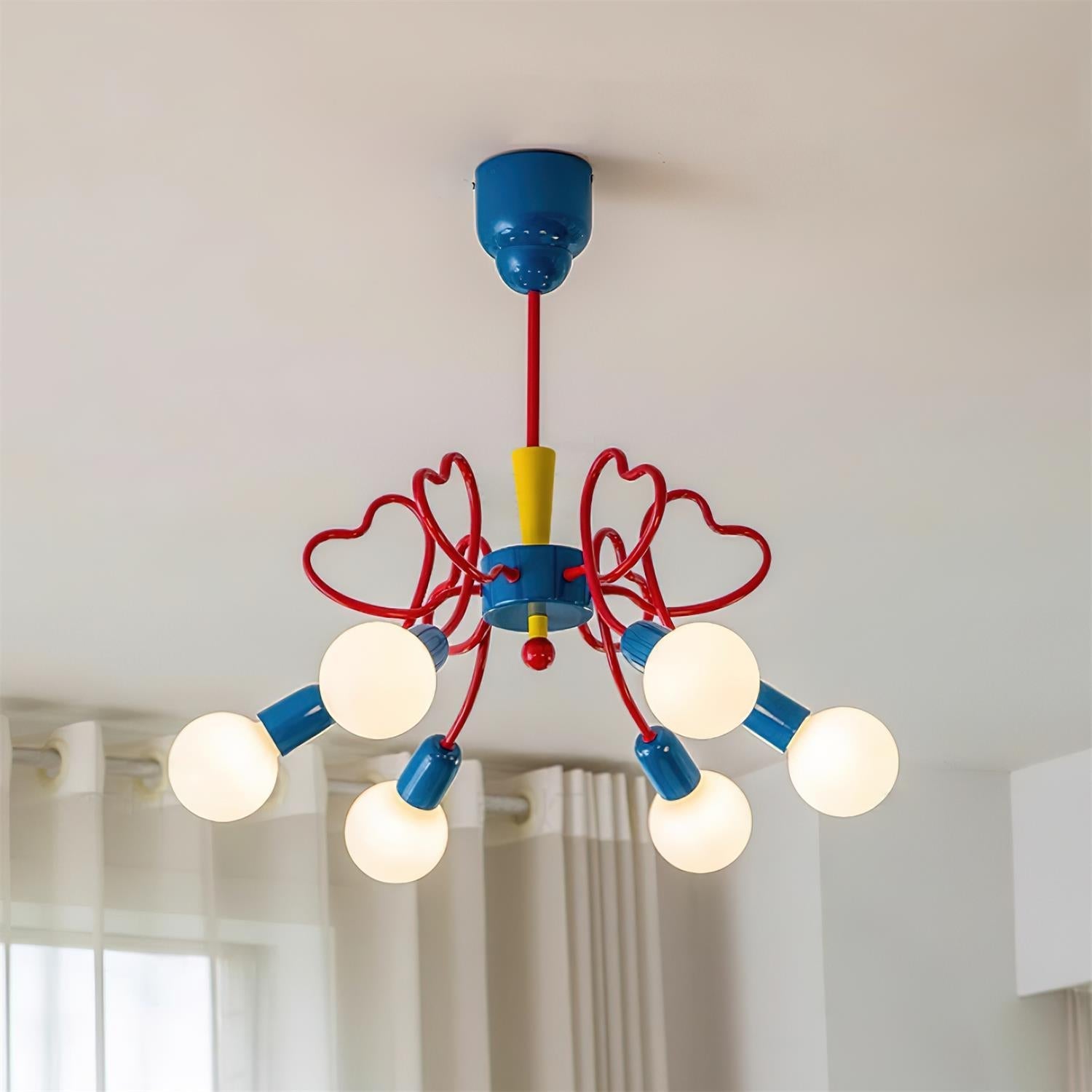 Chandelier Heart-Shaped Arms Colorful Playful Artistic - Neutral Decor