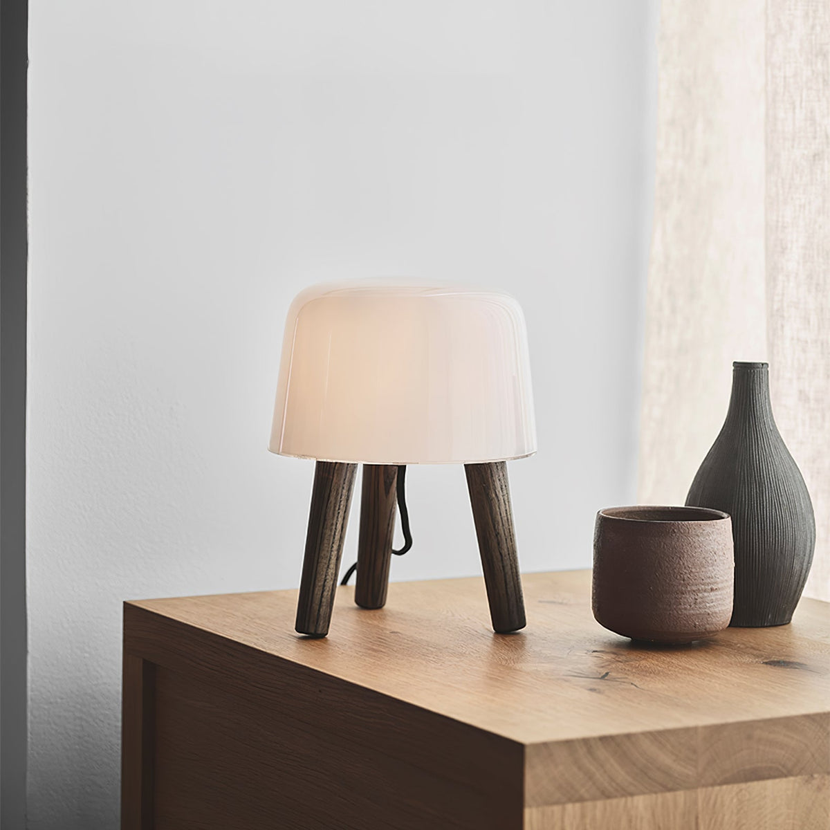 GlowPod Wood Milk Table Lamp