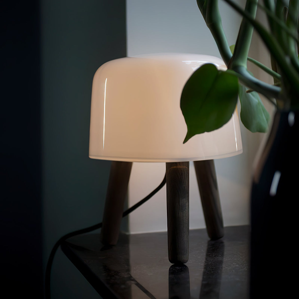 GlowPod Wood Milk Table Lamp