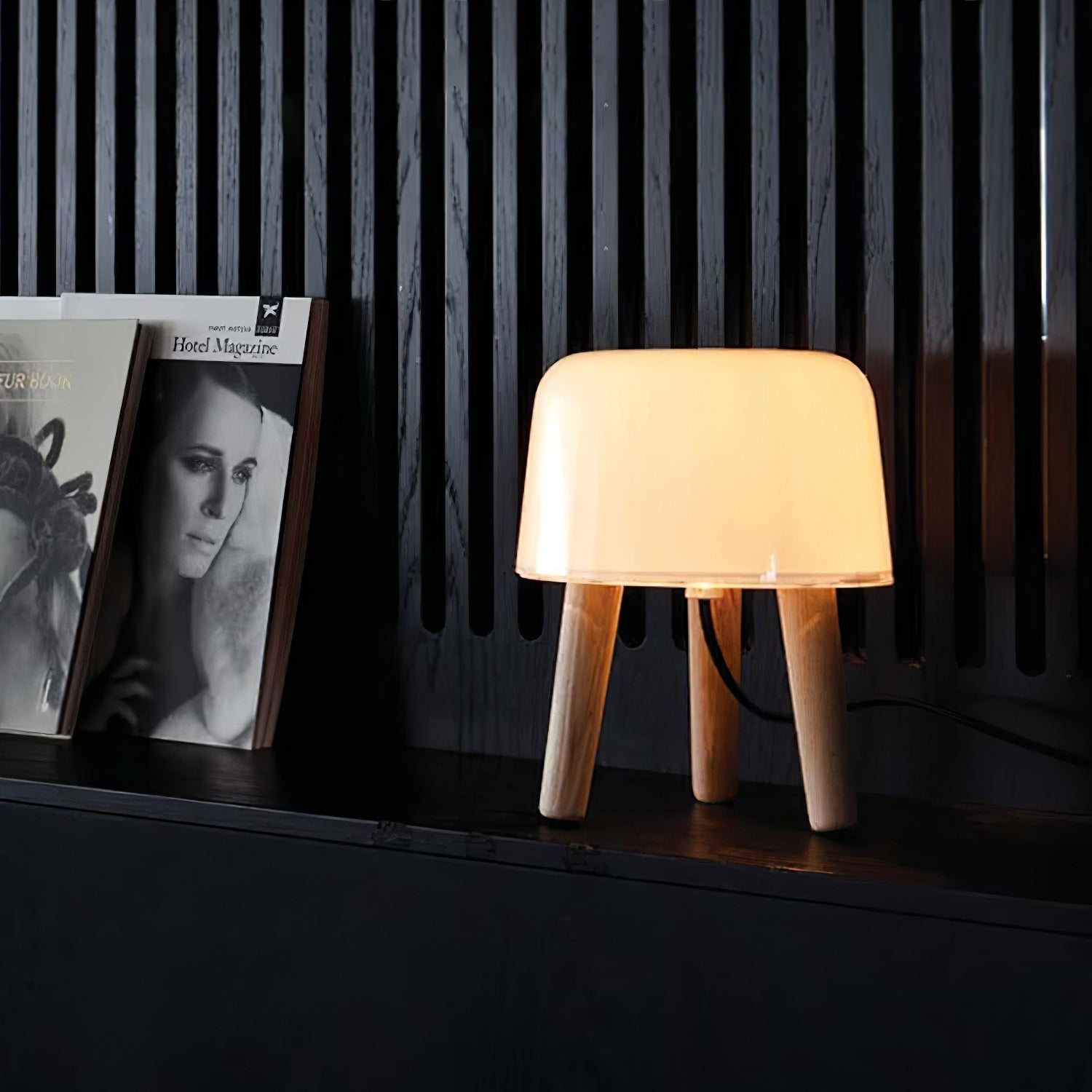 GlowPod Wood Milk Table Lamp