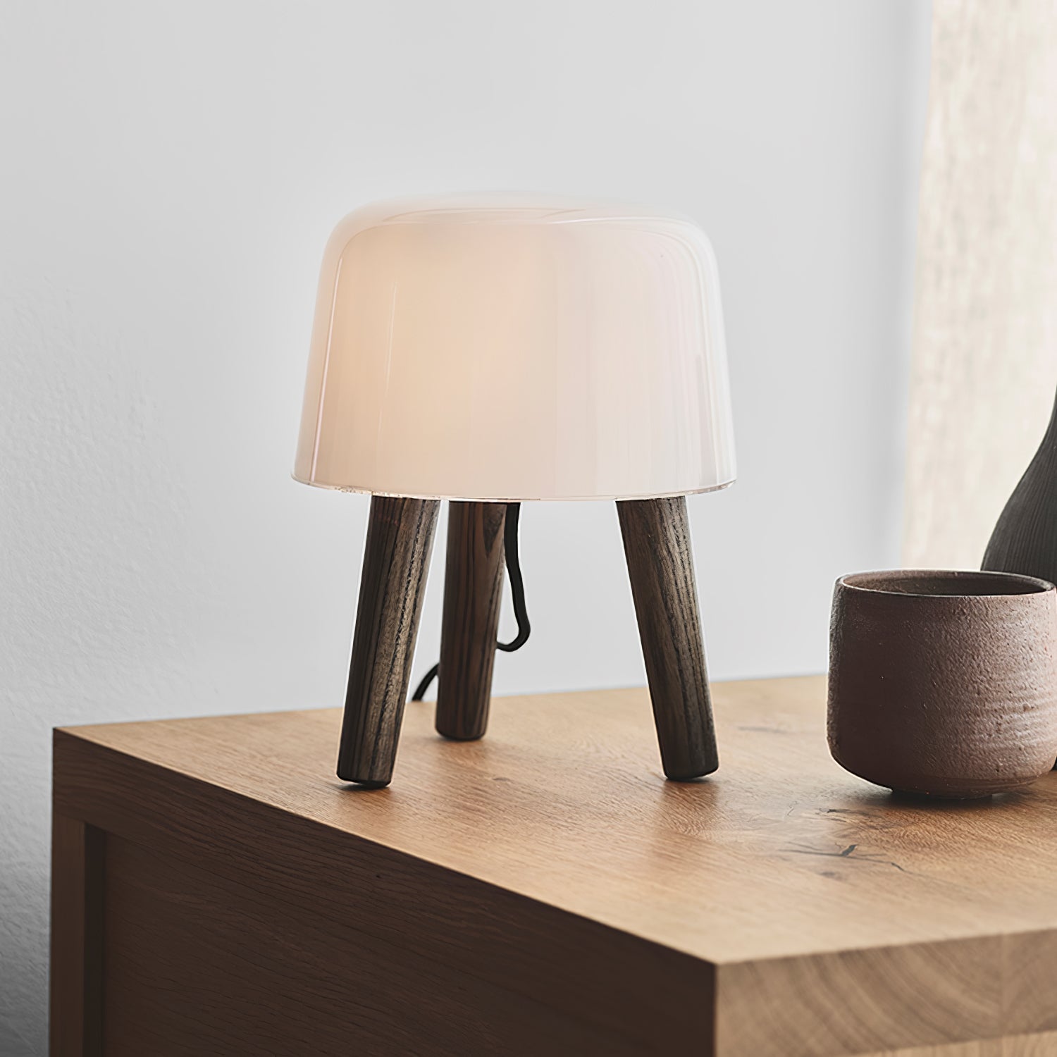 GlowPod Wood Milk Table Lamp