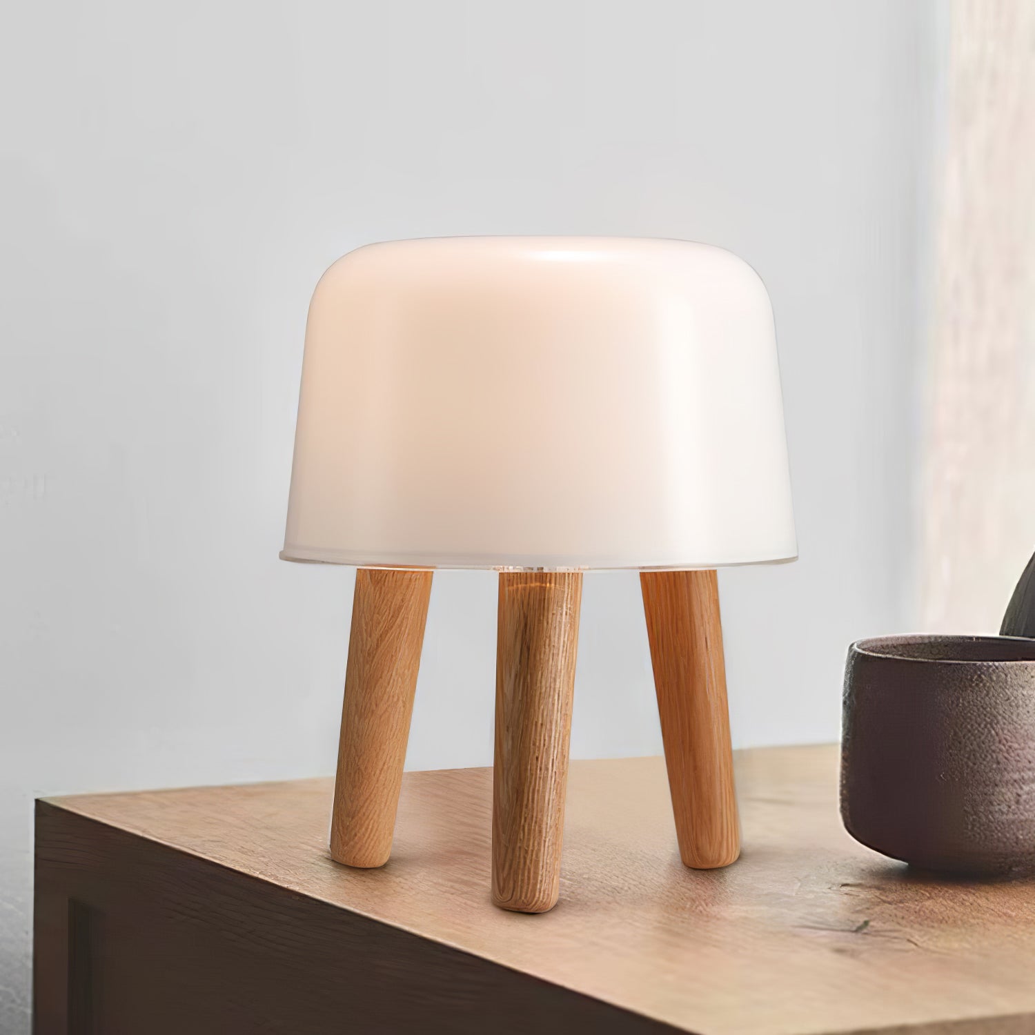 GlowPod Wood Milk Table Lamp