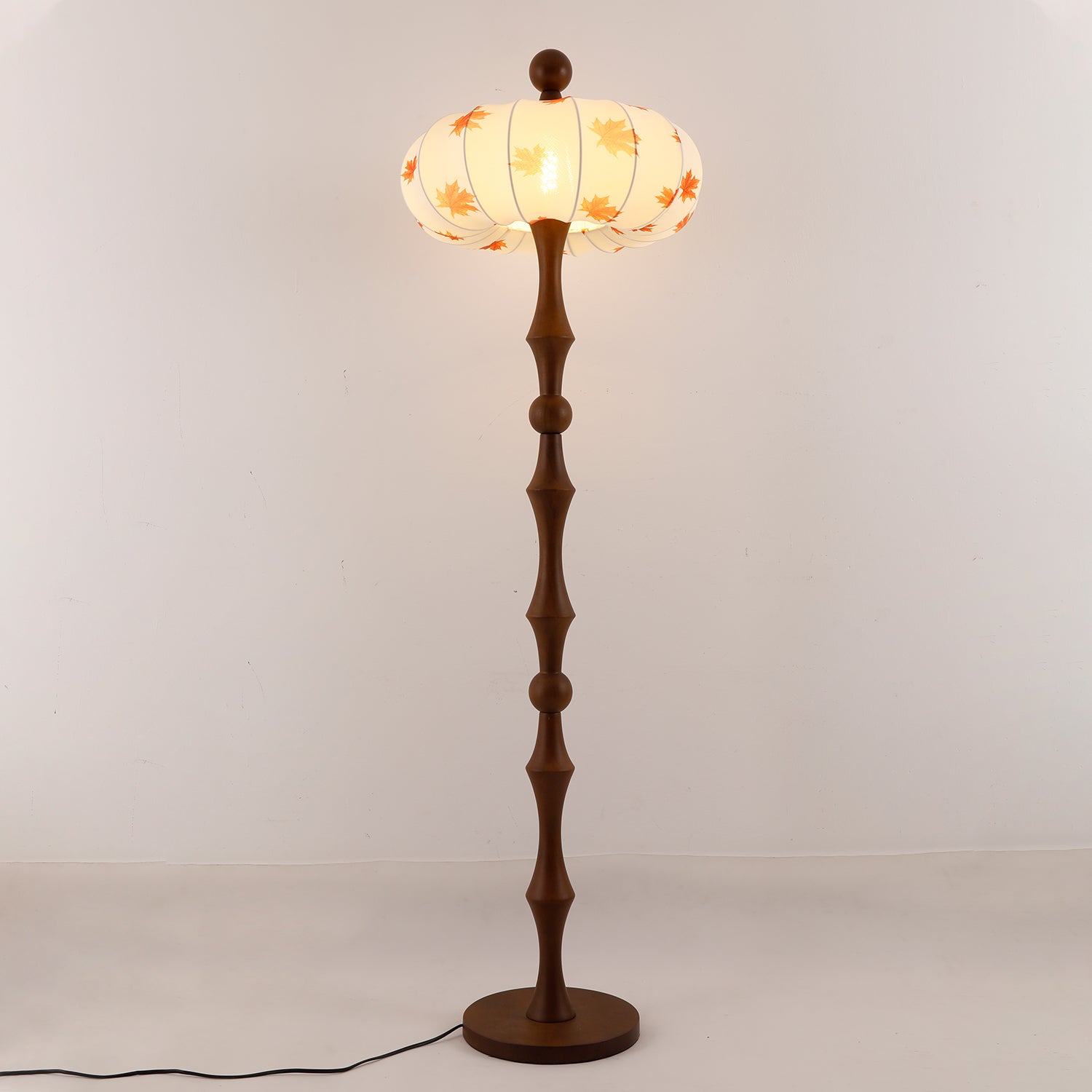 Whispen Wood Fabric Vintage Floor Lamp