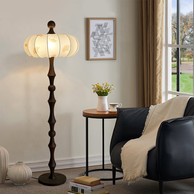 Whispen Wood Fabric Vintage Floor Lamp