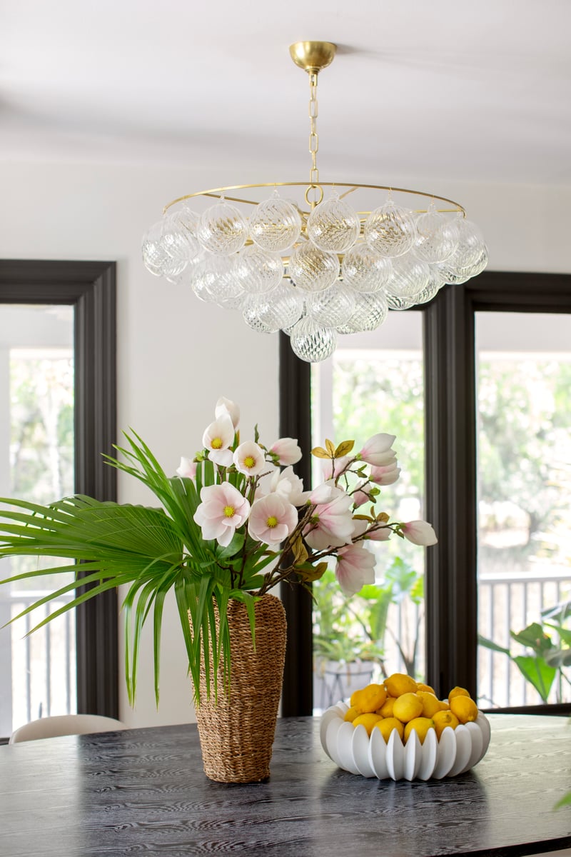 Velineon Chandelier Clear Glass Globe Aged Brass Elegant