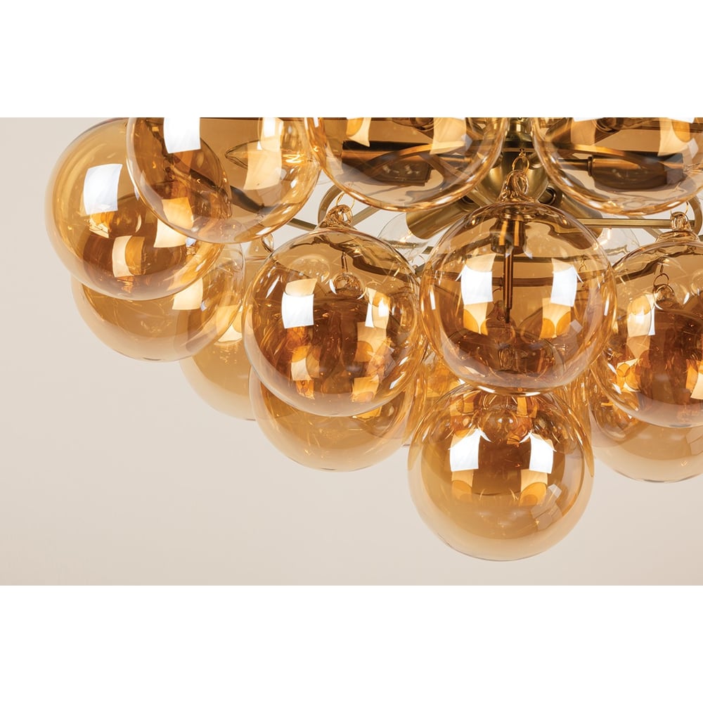 Velineon Chandelier Clear Glass Globe Aged Brass Elegant