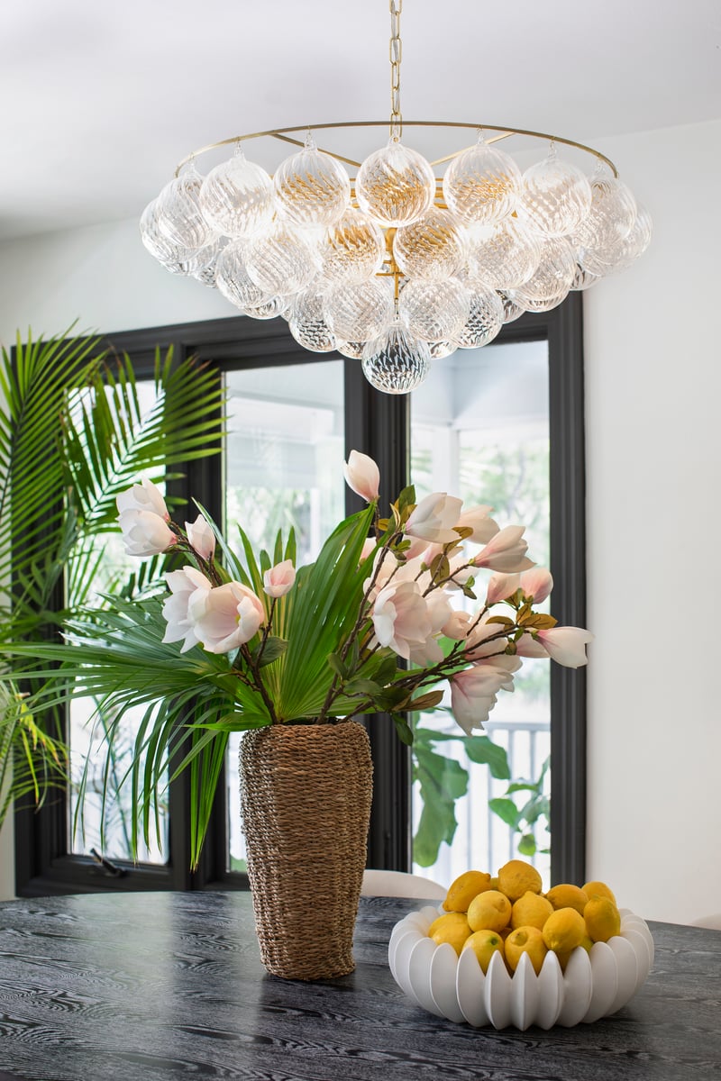 Velineon Chandelier Clear Glass Globe Aged Brass Elegant