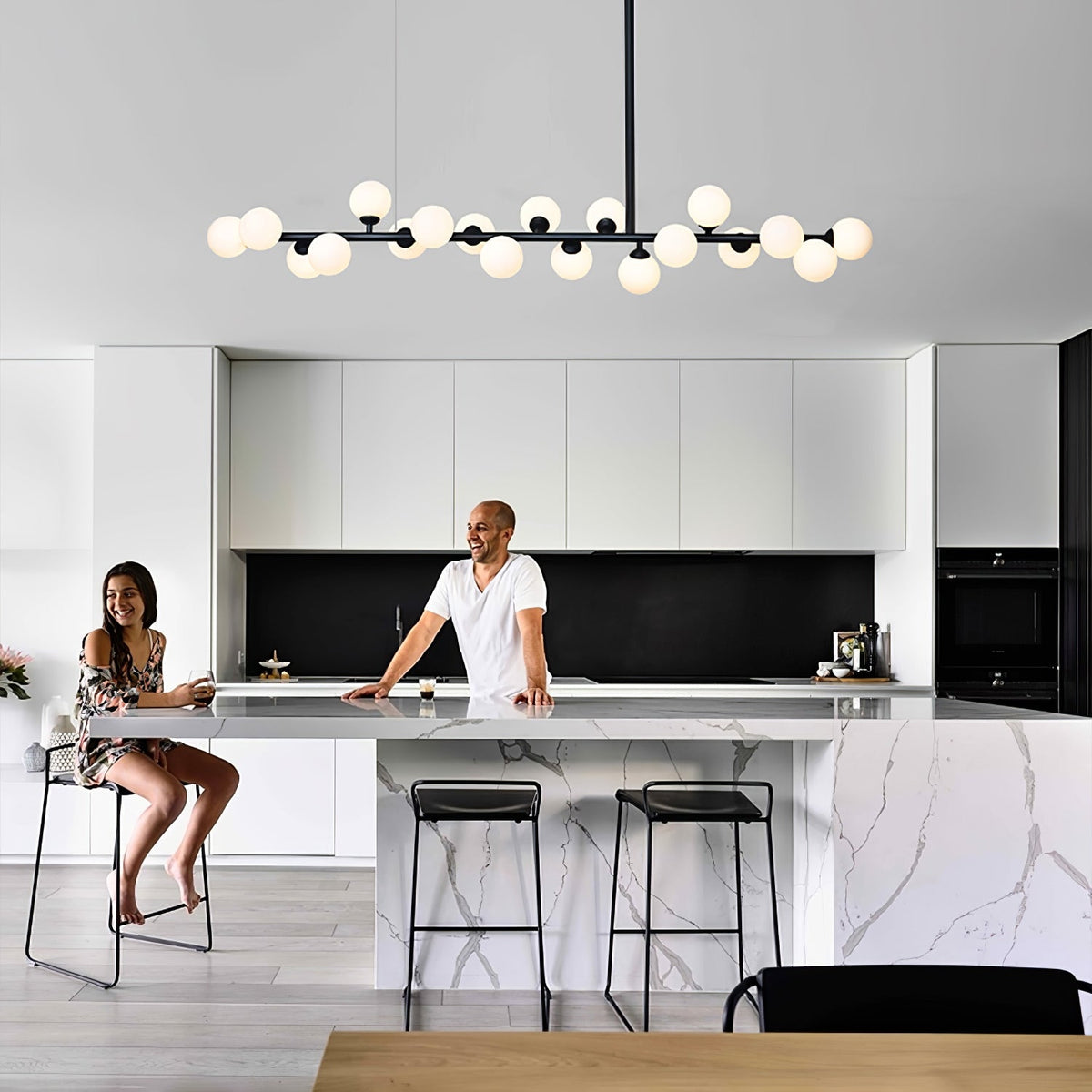 Lumiray Black Linear Globe Pendant Light