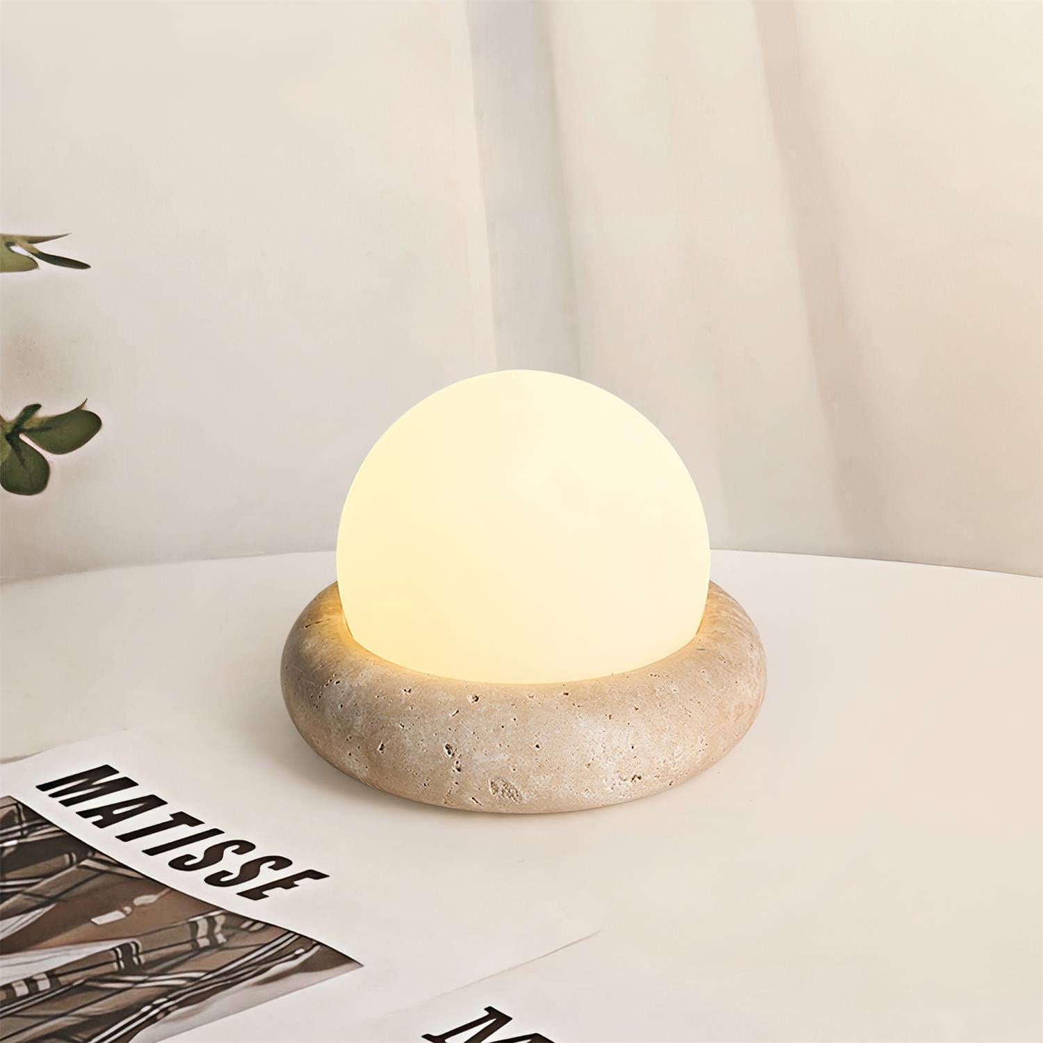Riita Travertine Globe Table Lamp Mini Maga - Neutral Decor
