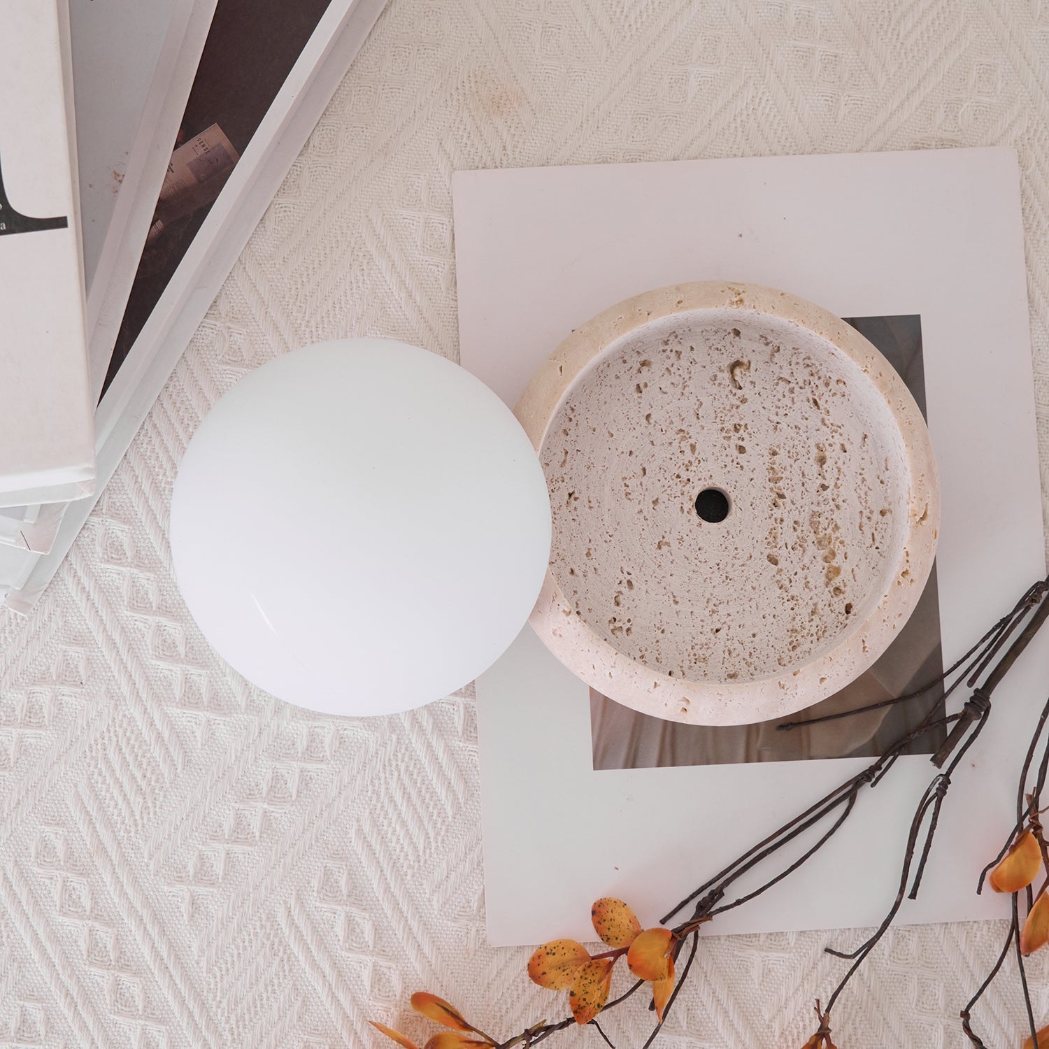 Riita Travertine Globe Table Lamp Mini Maga - Neutral Decor