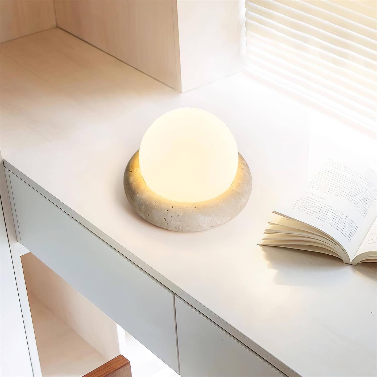 Riita Travertine Globe Table Lamp Mini Maga - Neutral Decor