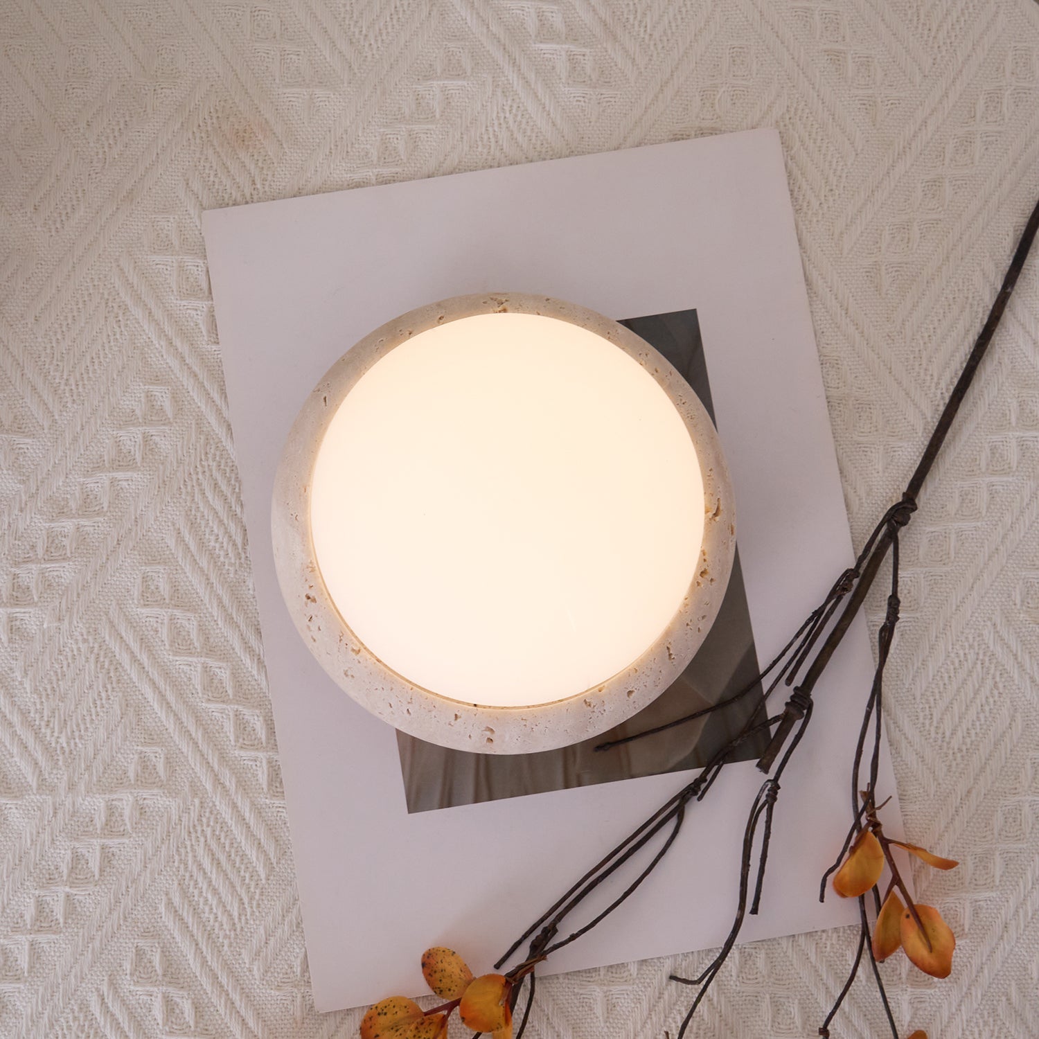 Riita Travertine Globe Table Lamp Mini Maga - Neutral Decor