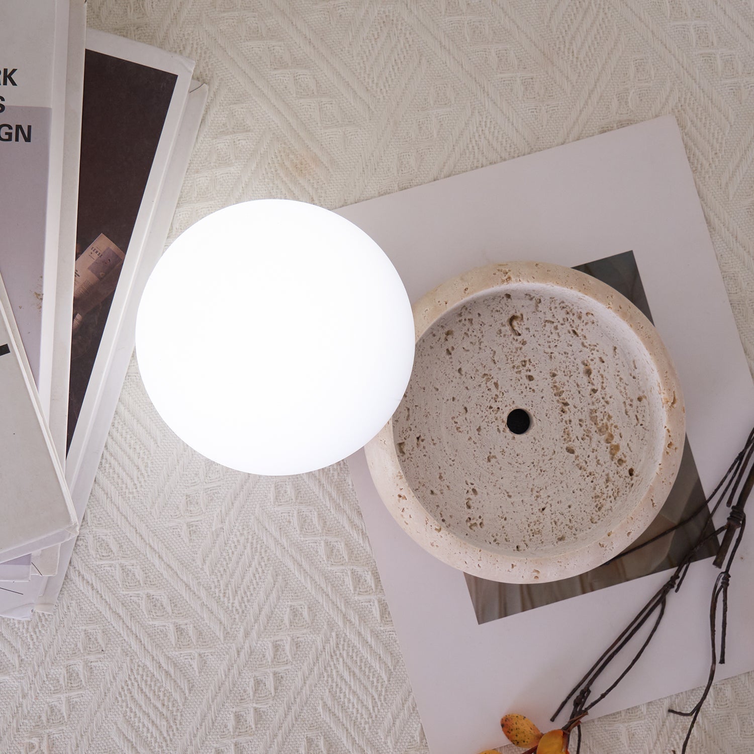 Riita Travertine Globe Table Lamp Mini Maga - Neutral Decor