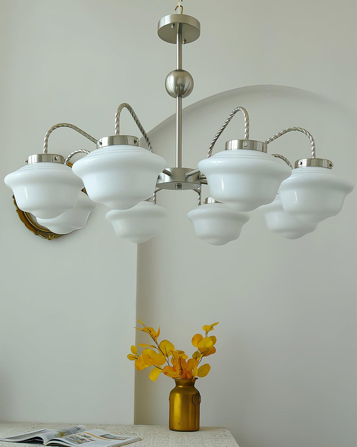 Curinel Vintage Chrome Glass Chandelier