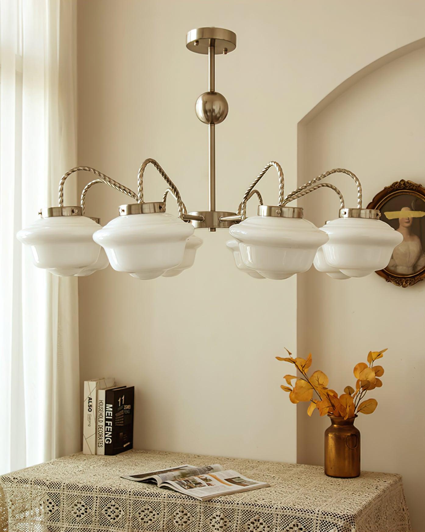 Curinel Vintage Chrome Glass Chandelier