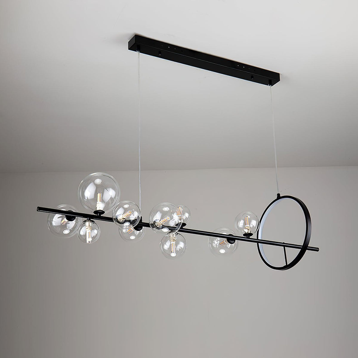 Edvane Chandelier Glass Bubble Nordic Black LED