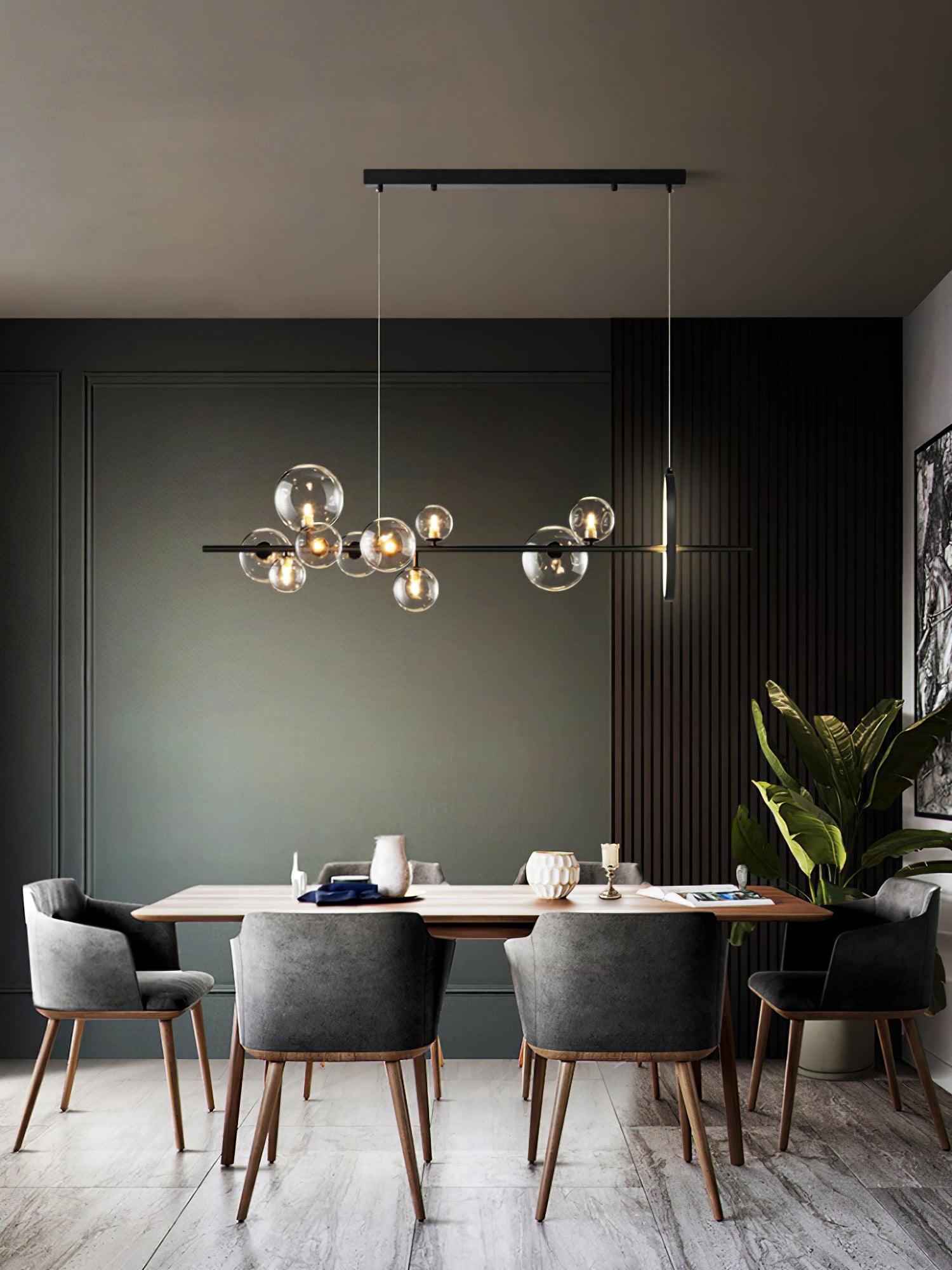 Edvane Chandelier Glass Bubble Nordic Black LED