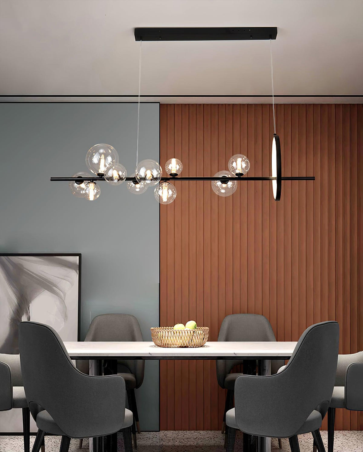Edvane Chandelier Glass Bubble Nordic Black LED