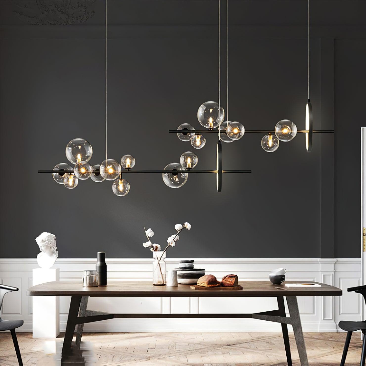 Edvane Chandelier Glass Bubble Nordic Black LED