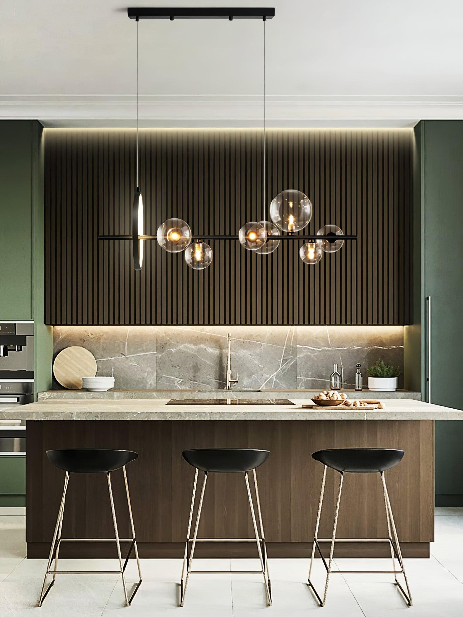 Edvane Chandelier Glass Bubble Nordic Black LED
