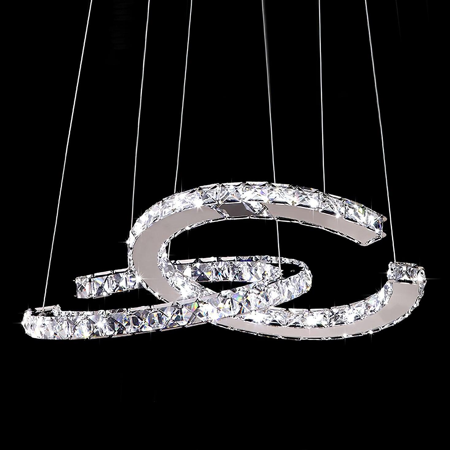 Luxisine Chandelier Crystal Double C Modern Silver 2-Ring