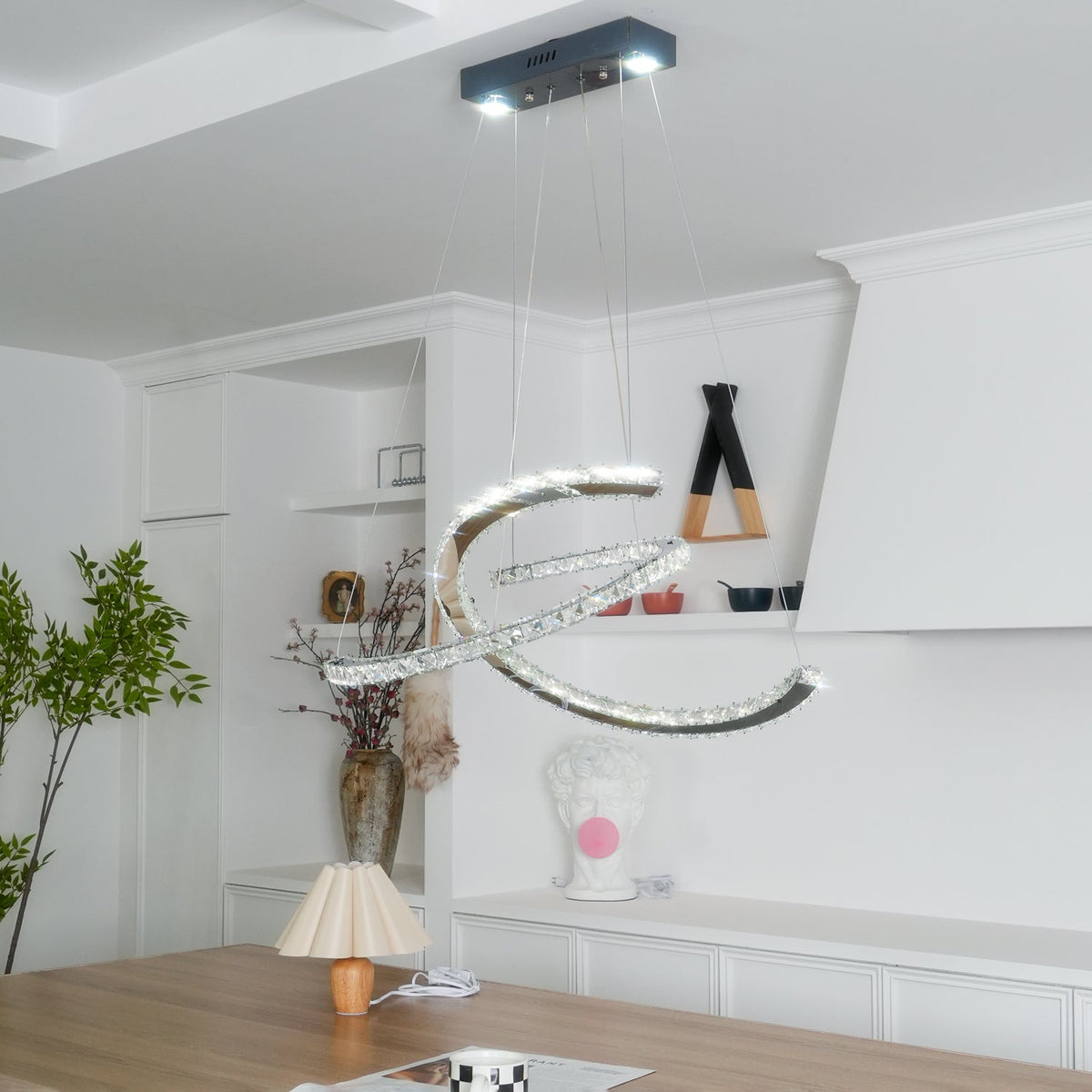 Luxisine Chandelier Crystal Double C Modern Silver 2-Ring