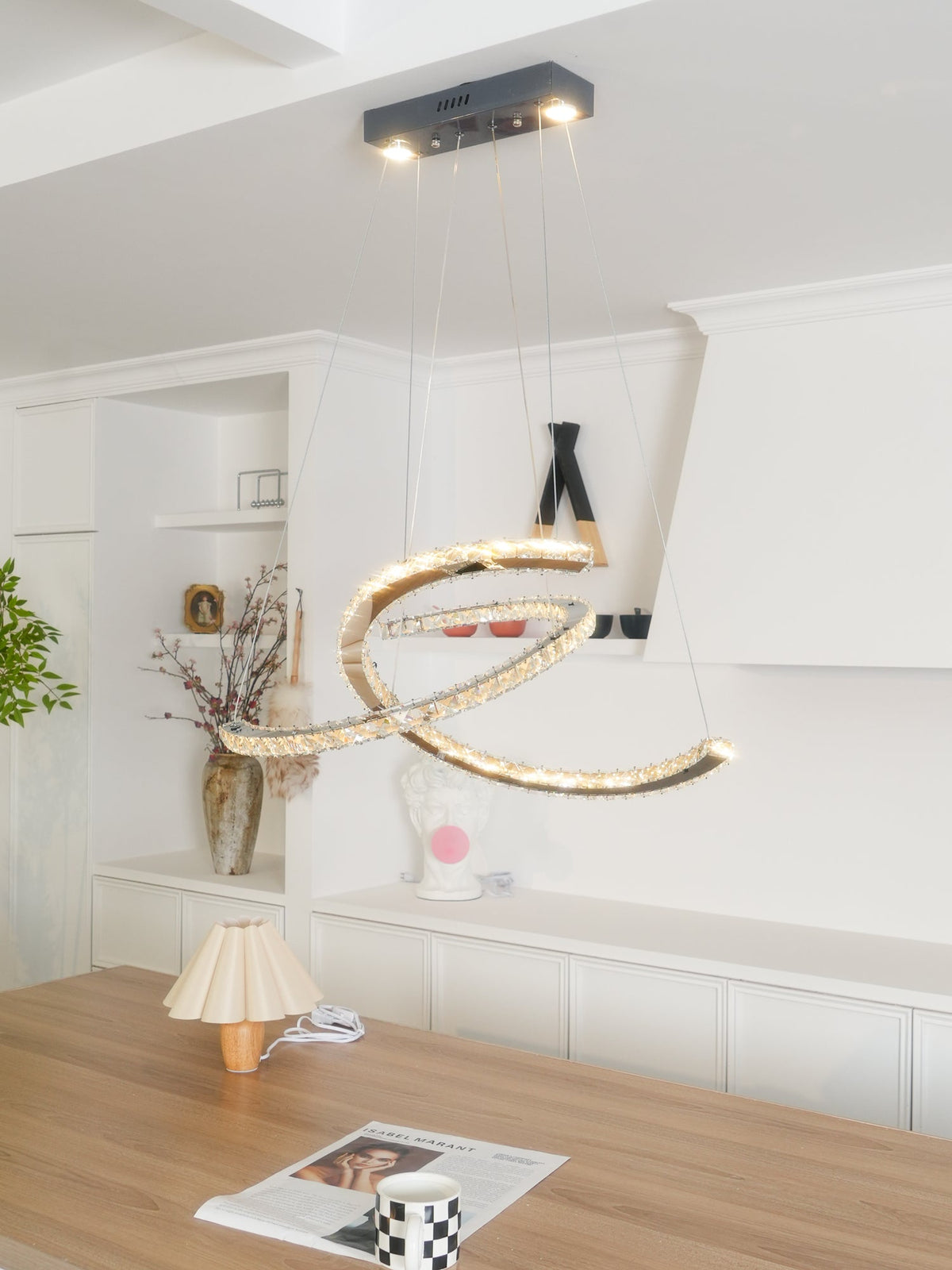 Luxisine Chandelier Crystal Double C Modern Silver 2-Ring