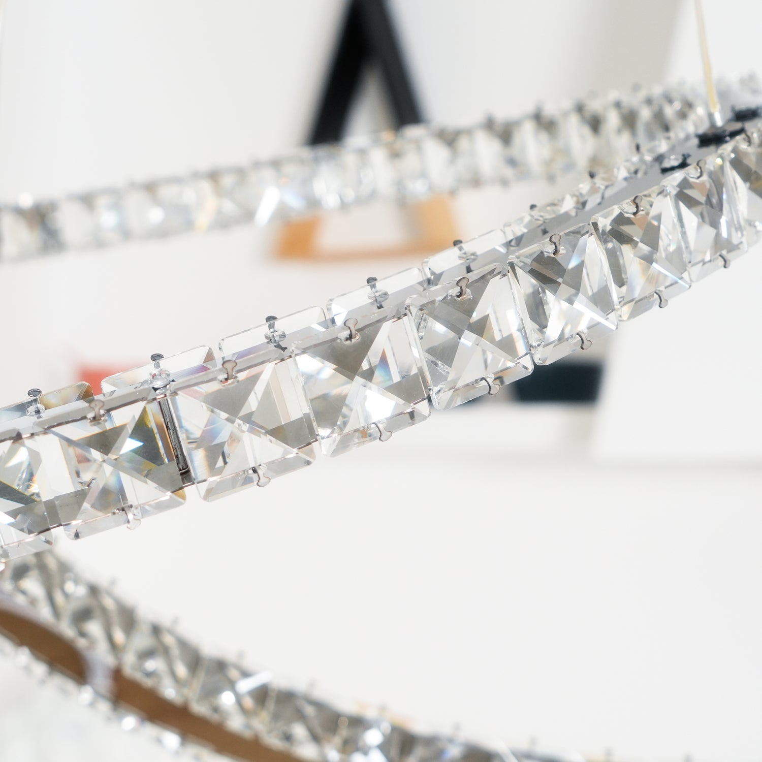 Luxisine Chandelier Crystal Double C Modern Silver 2-Ring