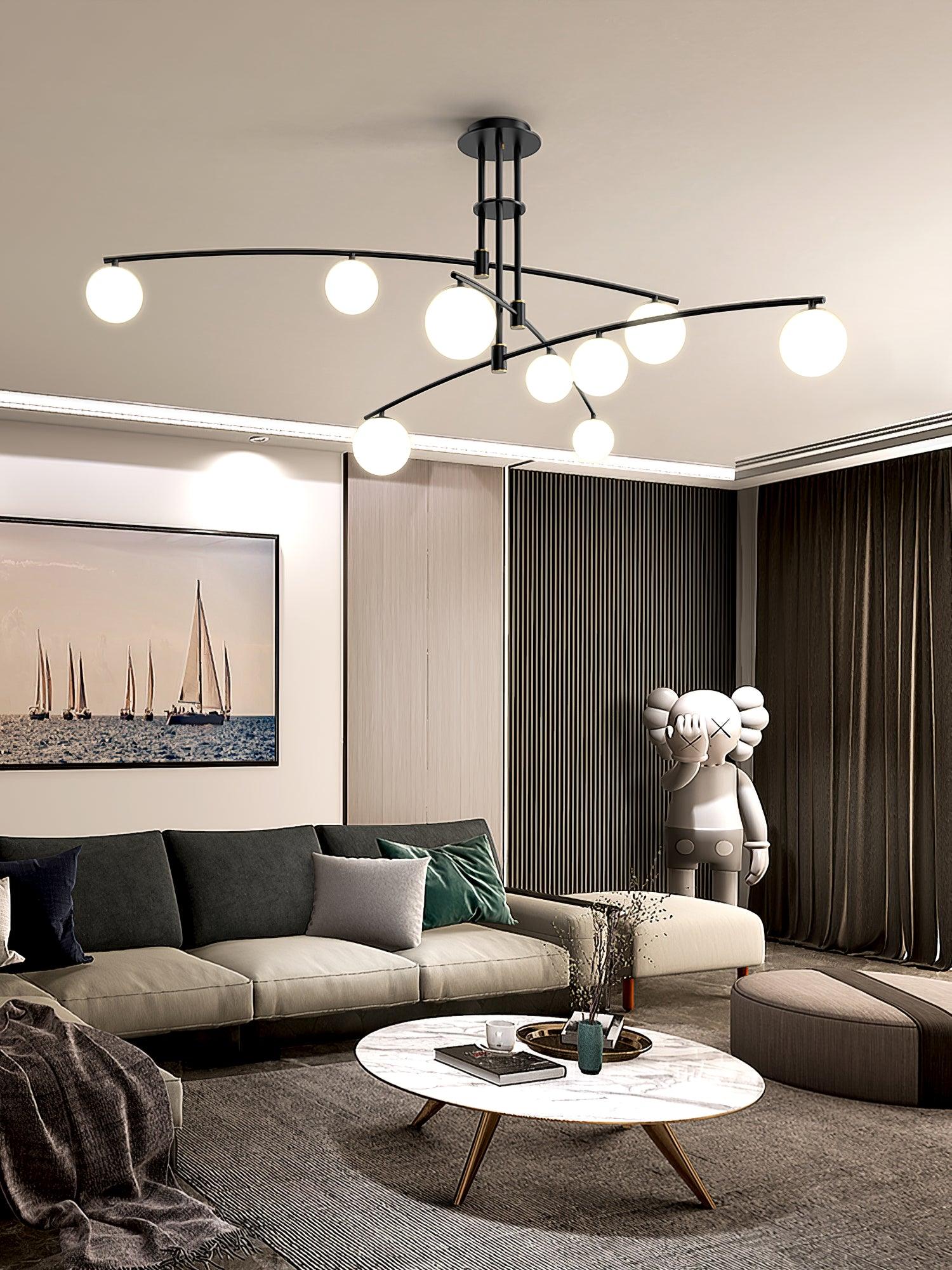 Dluxen Chandelier Long Arm Modern 6-Light