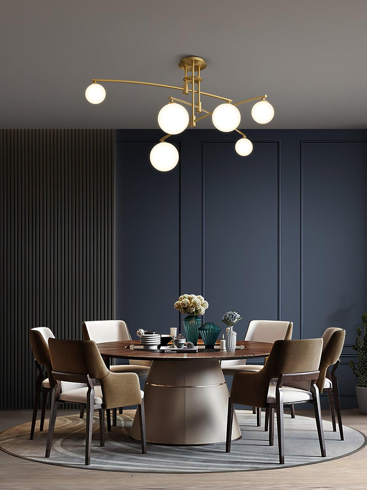 Dluxen Chandelier Long Arm Modern 6-Light